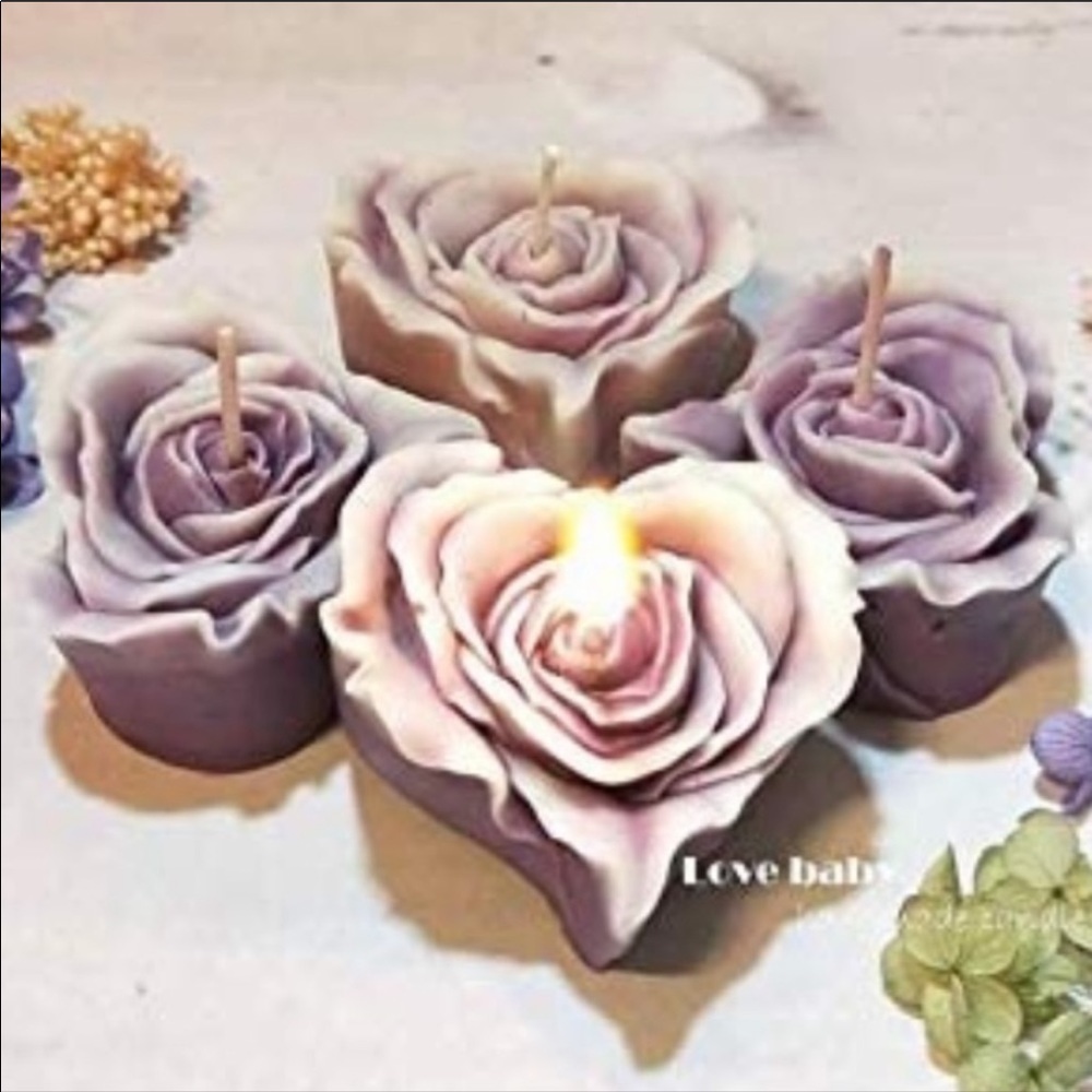 NWT Lavender Heart Candles - Set of 4